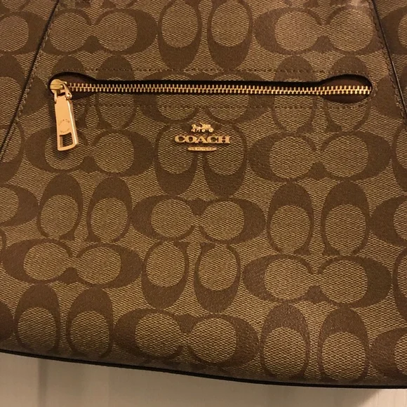 Coach Brown and Tan Signature Crossbody Bag - Picture 2 of 8